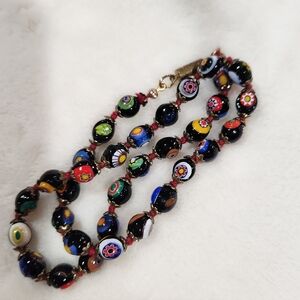 Murano Glass Millefiori Beads Vintage Necklace